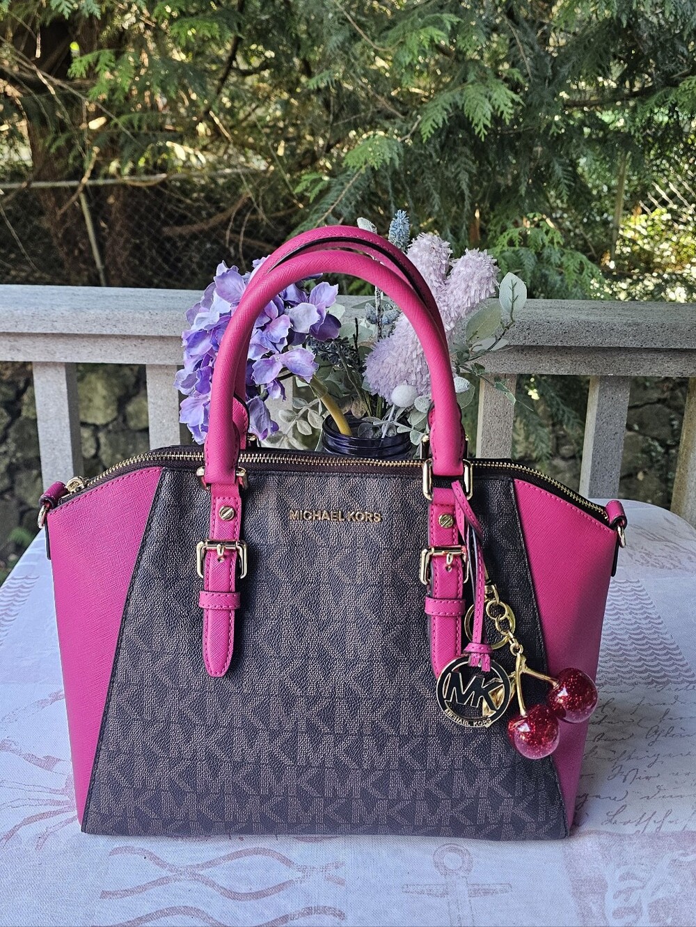 Michael Kors Ciara Top Zip Satchel in Flame Red